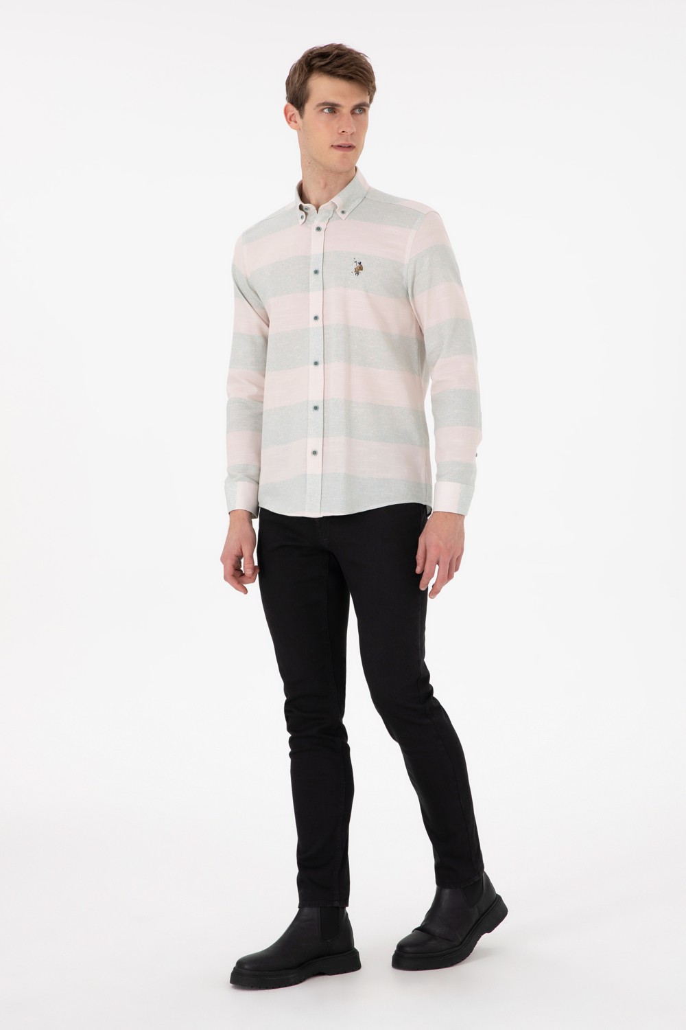 U.S. Polo Assn. Erkek Mint Uzun Kollu Gömlek 50291249-VR090 görsel 4