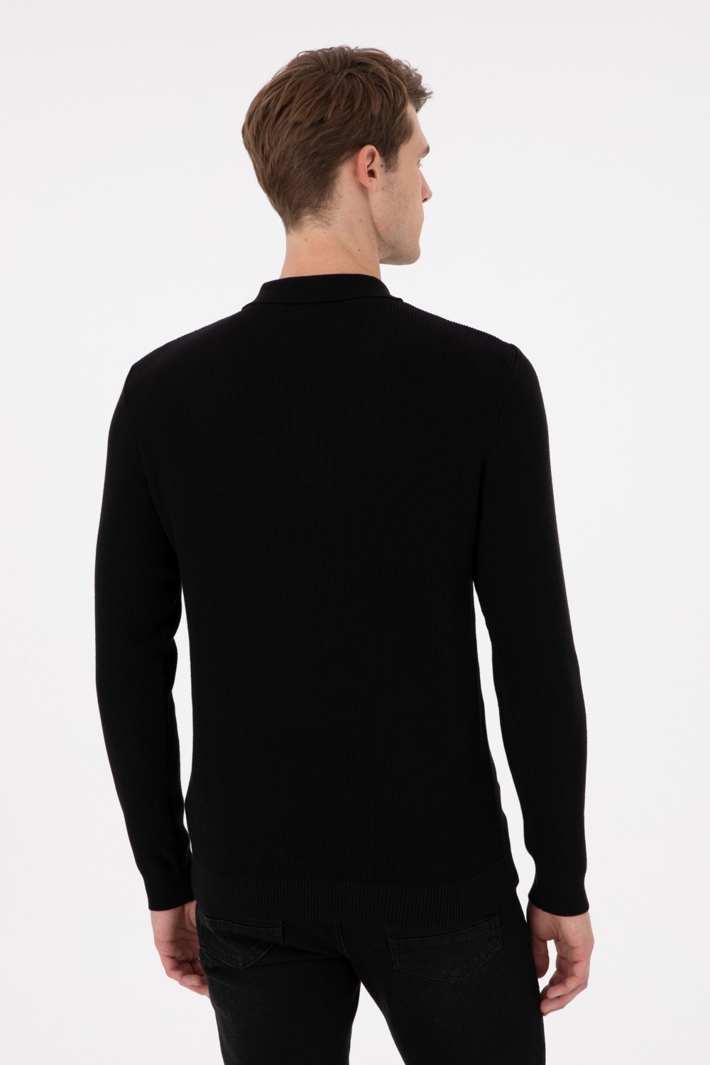 U.S. Polo Assn. Erkek Regular Fit Yarım Fermuarlı Antrasit Melanj Basic Kazak 50298266-VR081 görsel 5