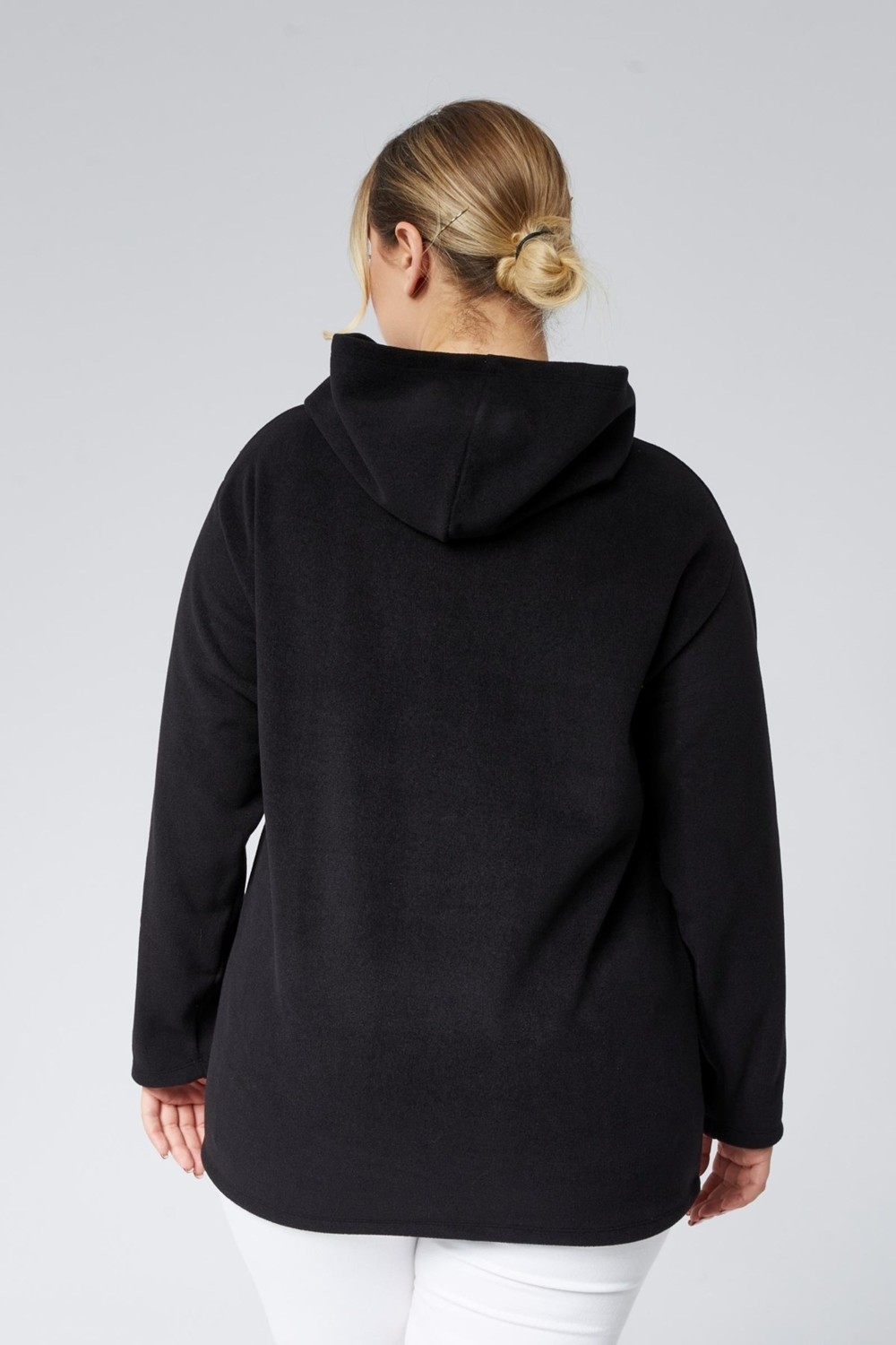 Sea Moda Büyük Beden Polar Sıcak Tutan Konfor Rahat Uzun Boy Sweat-Siyah görsel 4