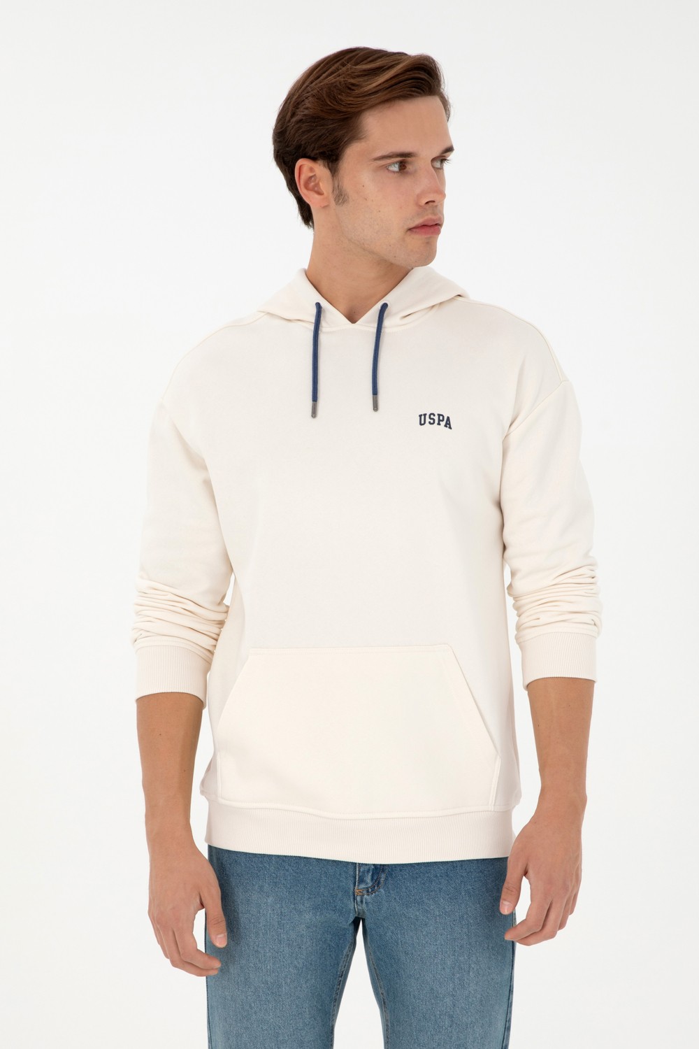 U.S. Polo Assn. Erkek Krem Basic Sweatshirt 50295149-VR071