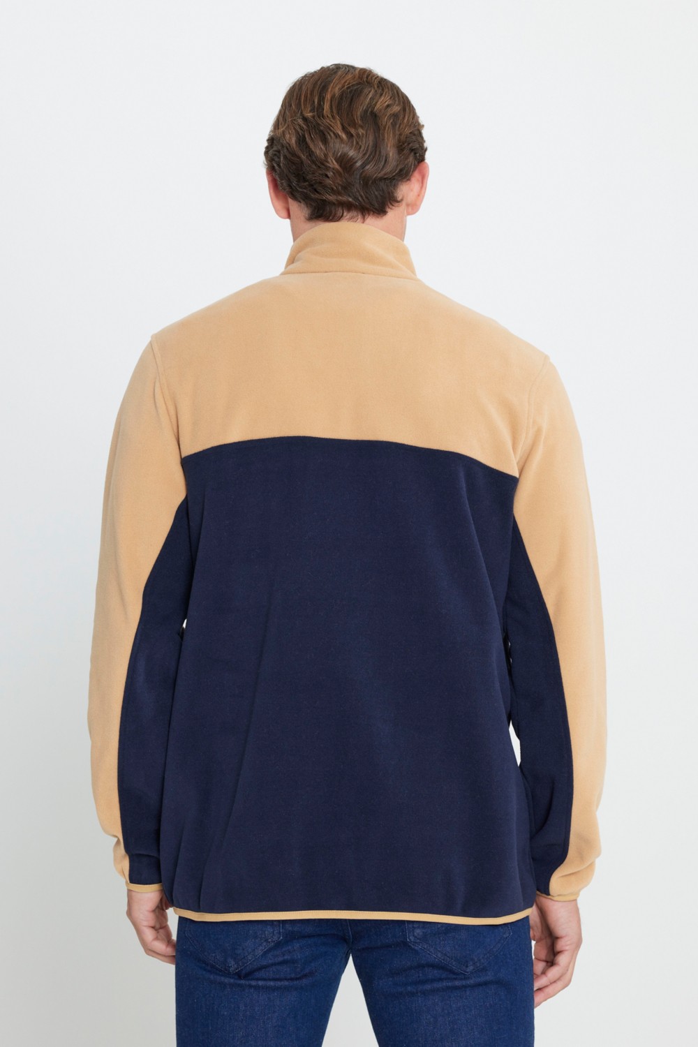 Altınyıldız Classics Erkek Siyah-Açık Melanj Anti-Pilling Tüylenme Yapmayan Standart Fit Dik Yaka Polar Sweatshirt görsel 5