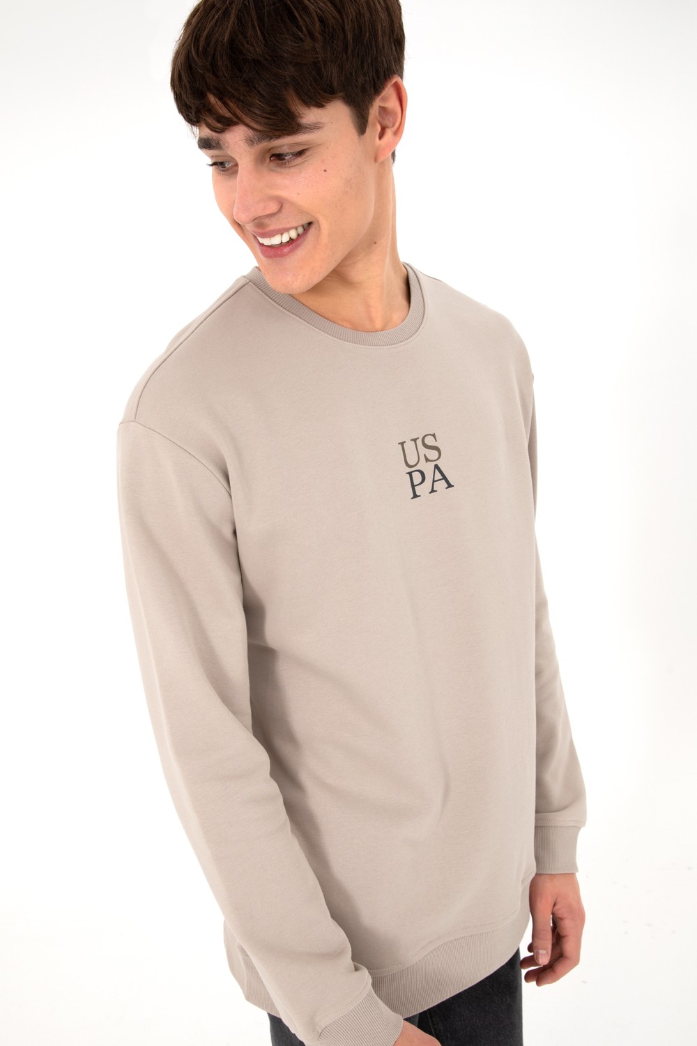 U.S. Polo Assn. Erkek Comfort Fit Bisiklet Yaka Siyah Basic Sweatshirt 50293420-VR046 görsel 5