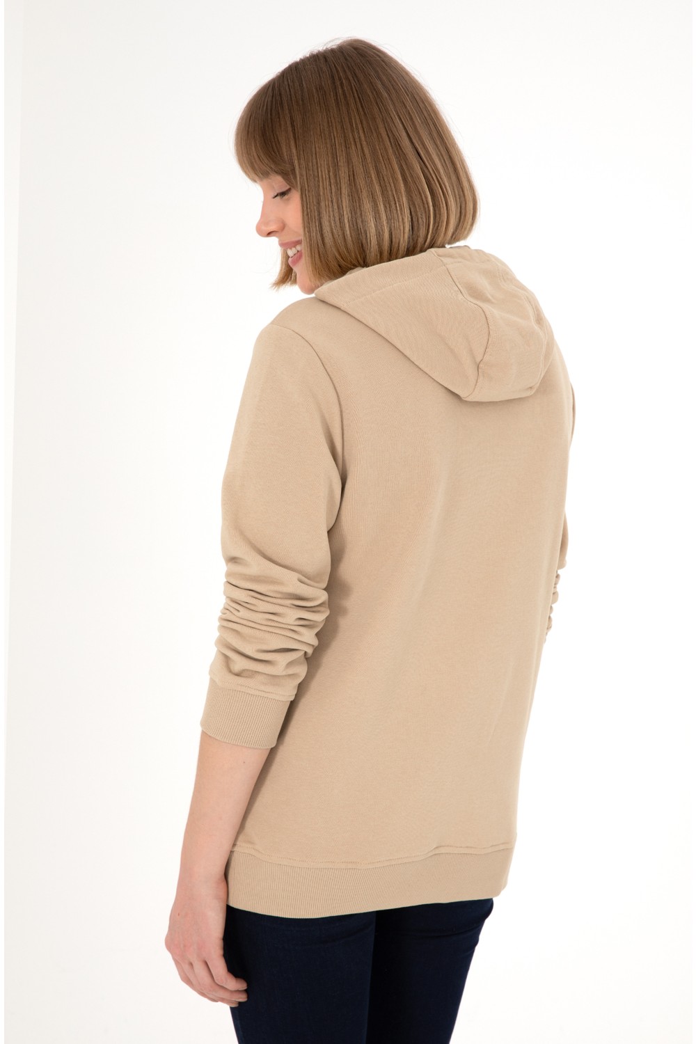 U.S. Polo Assn. Erkek Koyu Yeşil Basic Sweatshirt 50295167-VR079 görsel 4