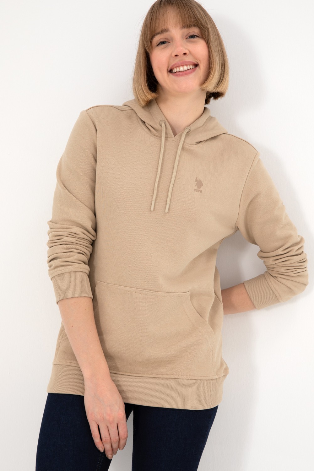 U.S. Polo Assn. Erkek Koyu Yeşil Basic Sweatshirt 50295167-VR079 görsel 3