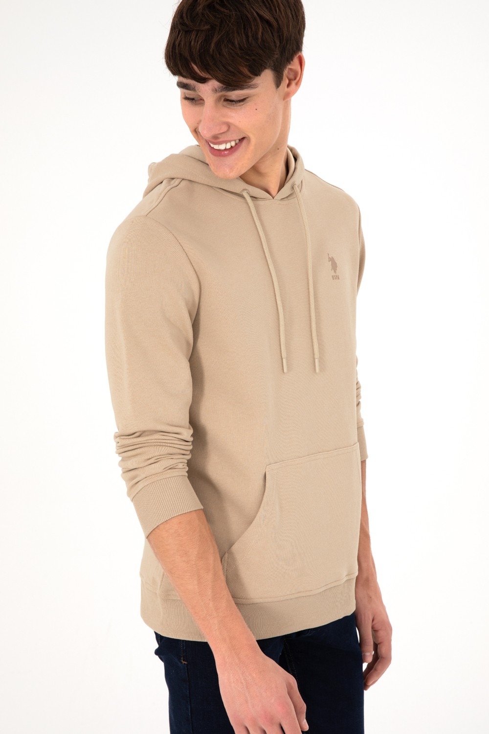 U.S. Polo Assn. Erkek Koyu Yeşil Basic Sweatshirt 50295167-VR079 görsel 5