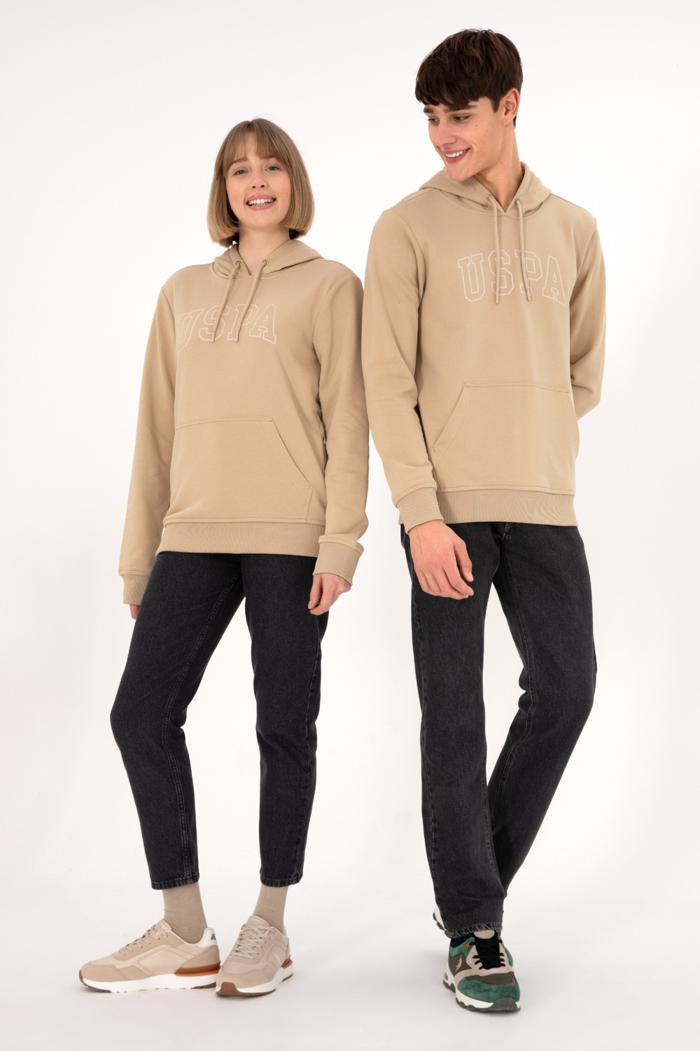 U.S. Polo Assn. Erkek Regular Fit Kapüşonlu Taş Basic Sweatshirt 50295175-VR049