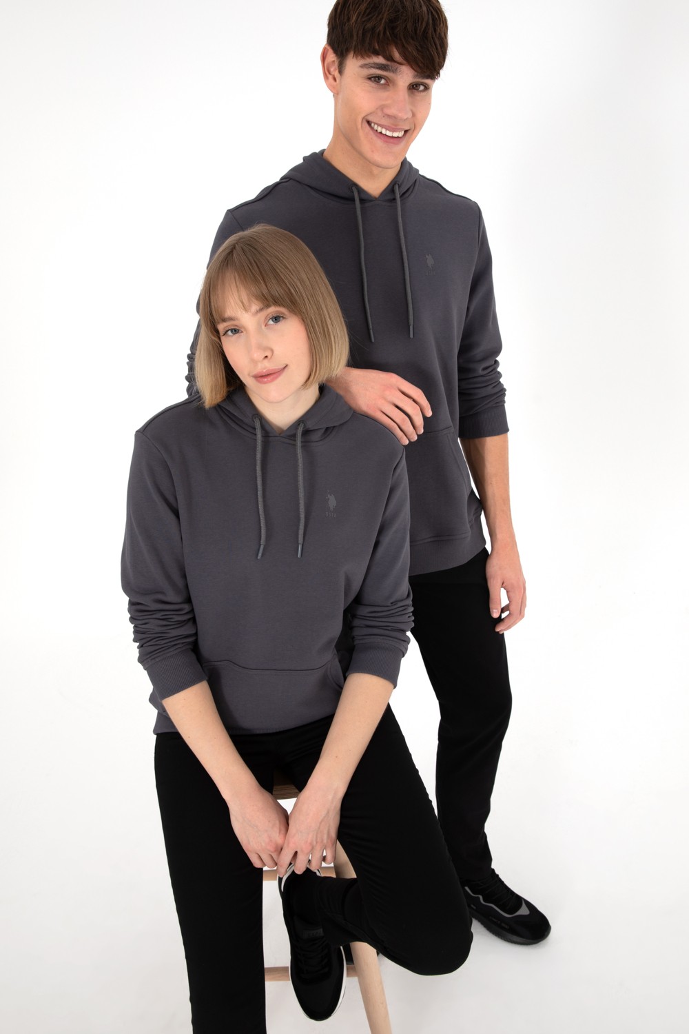 U.S. Polo Assn. Erkek Koyu Yeşil Basic Sweatshirt 50295167-VR079 görsel 8