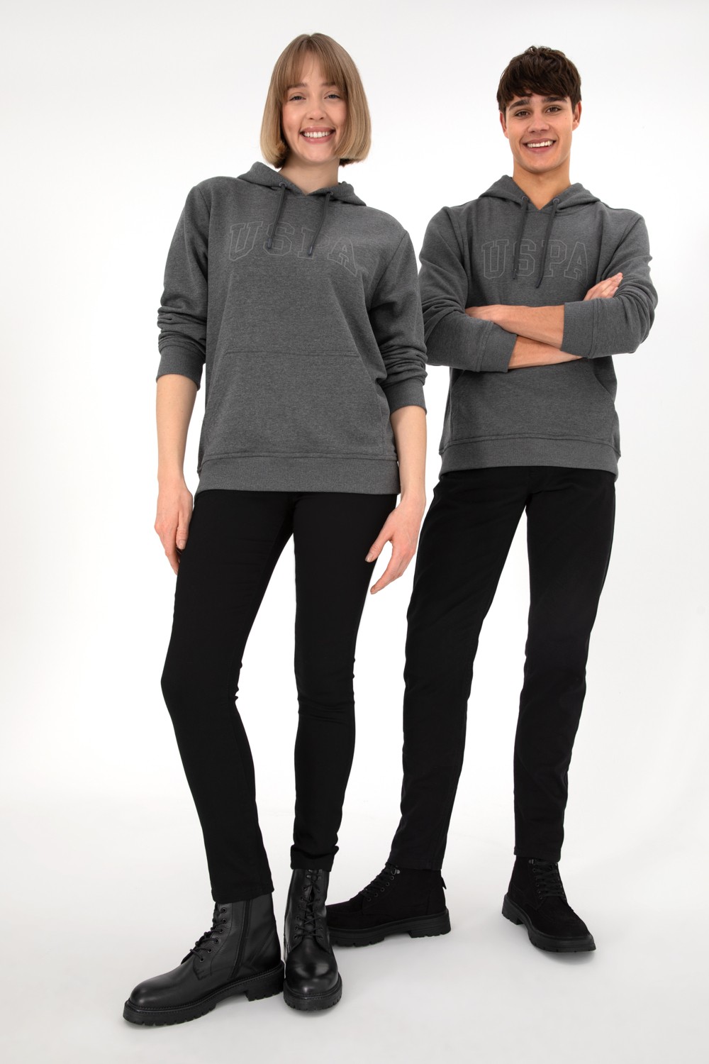U.S. Polo Assn. Erkek Regular Fit Kapüşonlu Taş Basic Sweatshirt 50295175-VR049