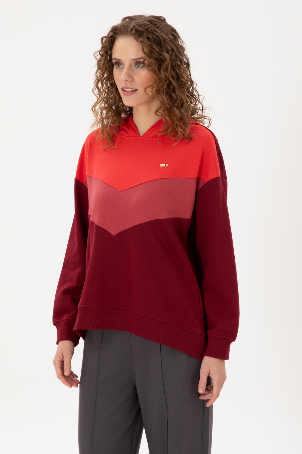 U.S. Polo Assn. Kadın Bordo Kapüşonlu Sweatshirt 50297376-VR014 görsel 8