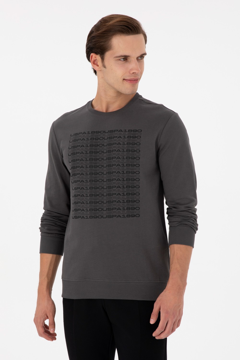 U.S. Polo Assn. Erkek Regular Fit Bisiklet Yaka Antrasit Sweatshirt 50293461-VR006