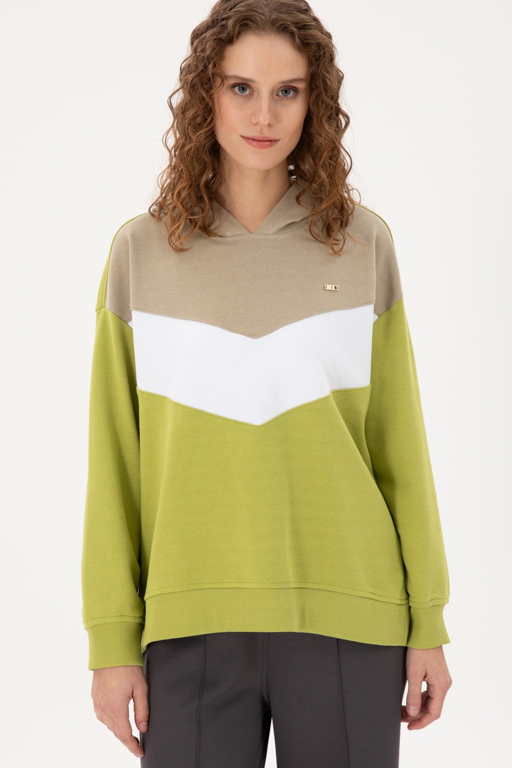 U.S. Polo Assn. Kadın Bordo Kapüşonlu Sweatshirt 50297376-VR014 görsel 3