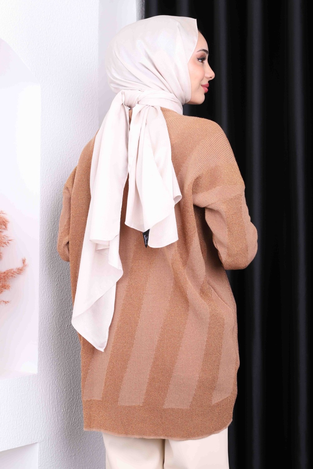 İmaj Butik Vizon Desenli Simli Triko Kazak görsel 4
