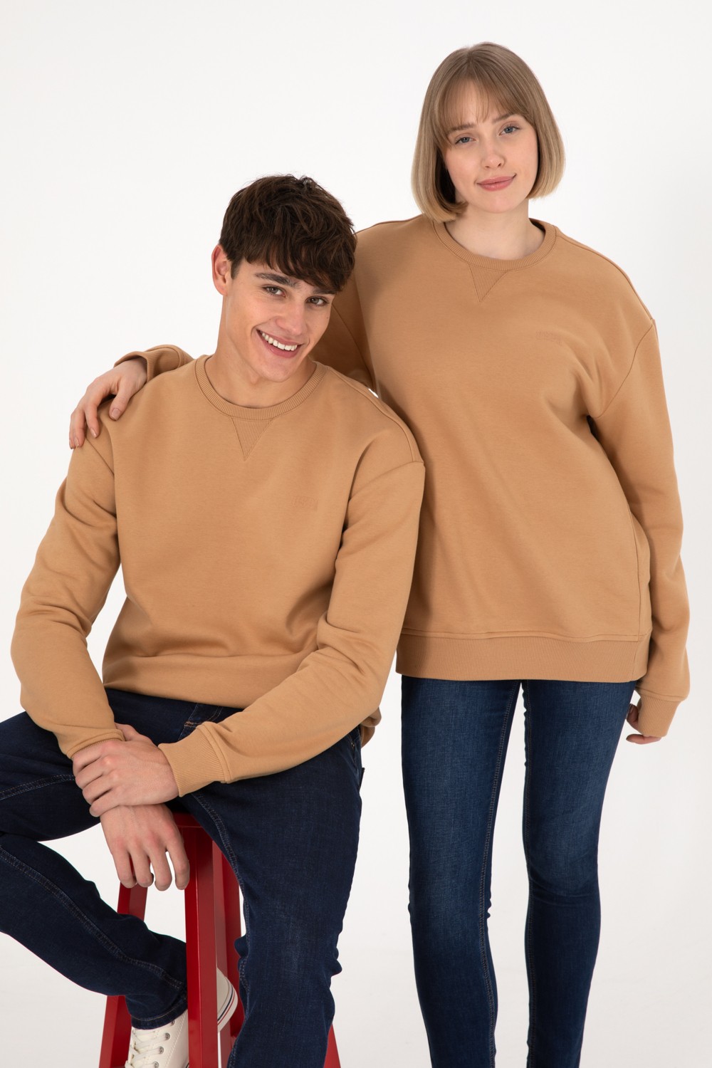 U.S. Polo Assn. Erkek Bisiklet Yaka Gri Melanj Basic Şardonlu Sweatshirt 50295148-VR086