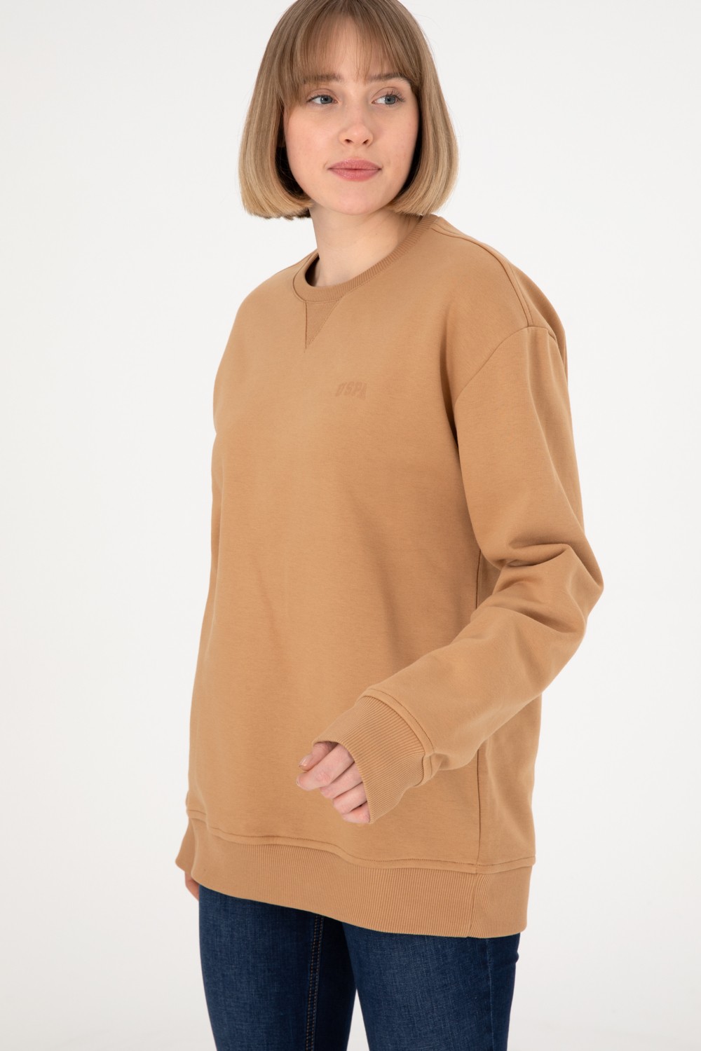 U.S. Polo Assn. Erkek Bisiklet Yaka Gri Melanj Basic Şardonlu Sweatshirt 50295148-VR086 görsel 3