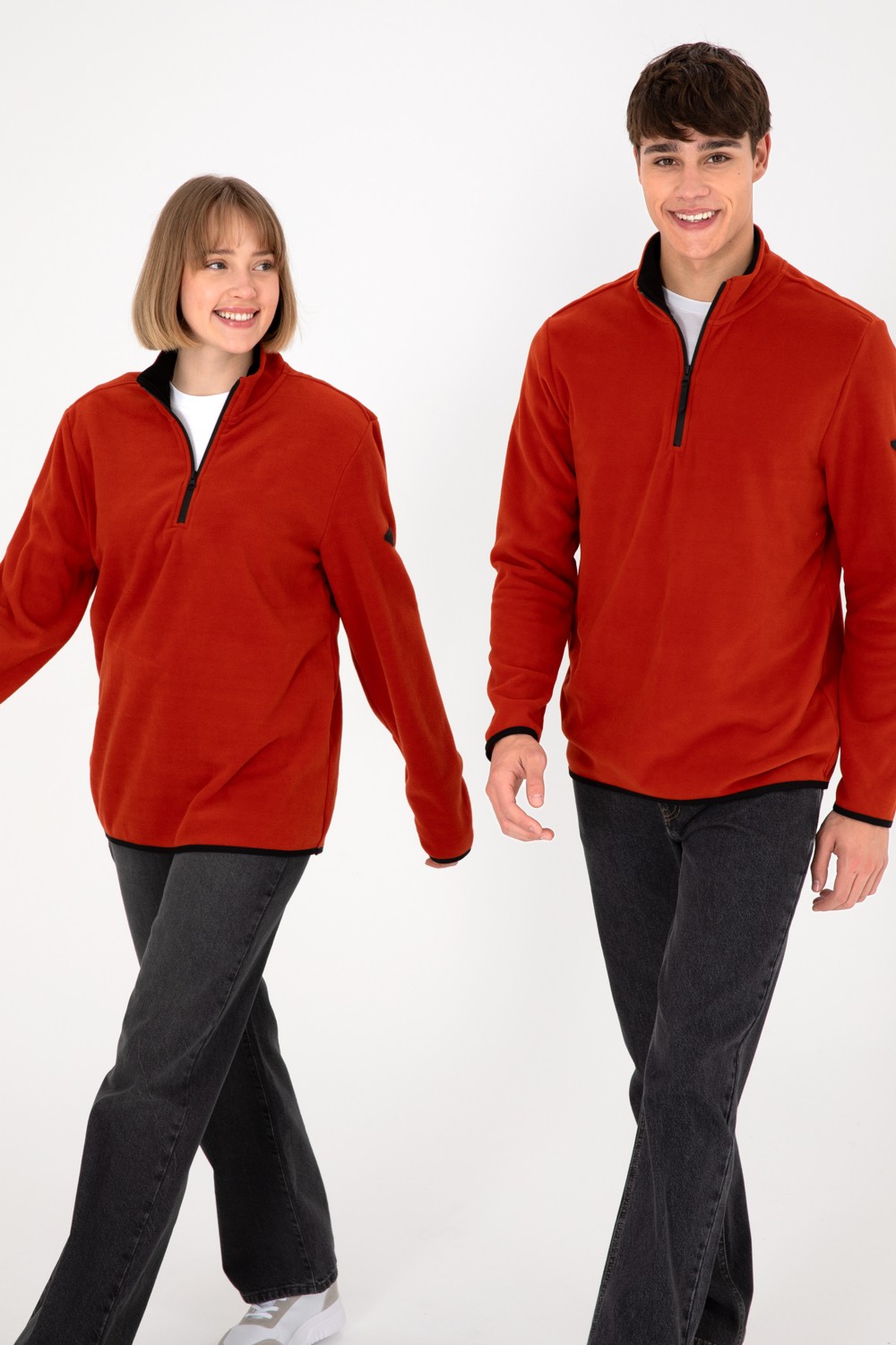U.S. Polo Assn. Erkek Yarım Fermuarlı Haki Basic Polar Sweatshirt 50298085-VR027