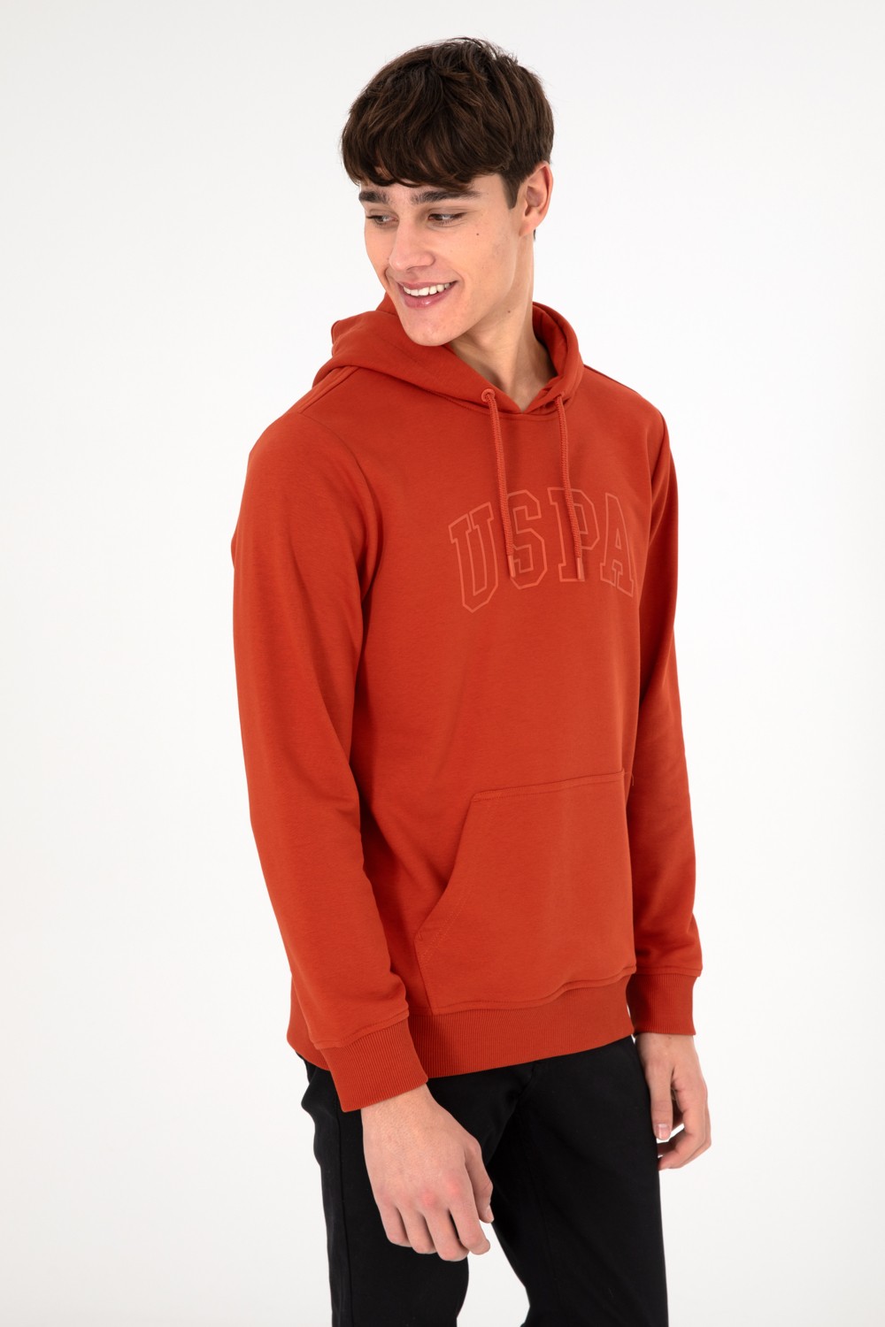 U.S. Polo Assn. Erkek Regular Fit Kapüşonlu Taş Basic Sweatshirt 50295175-VR049 görsel 5