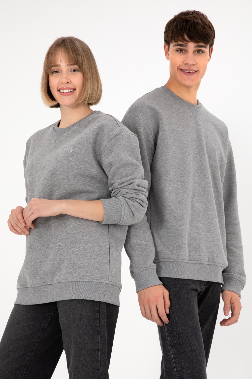 U.S. Polo Assn. Erkek Bisiklet Yaka Gri Melanj Basic Şardonlu Sweatshirt 50295148-VR086