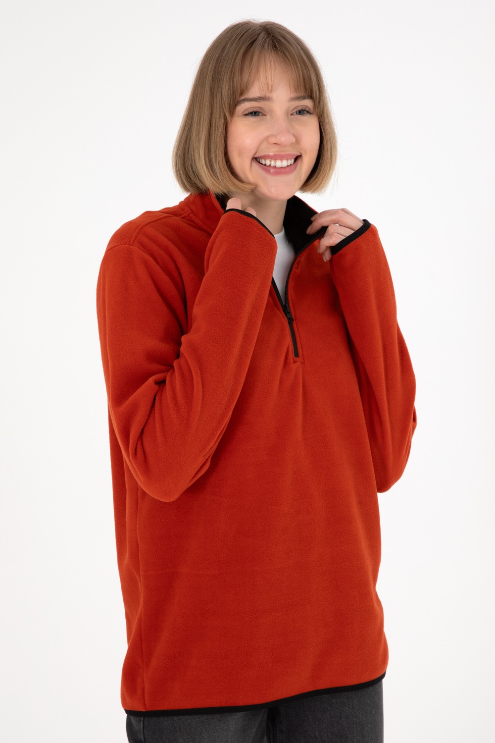 U.S. Polo Assn. Erkek Yarım Fermuarlı Haki Basic Polar Sweatshirt 50298085-VR027 görsel 3