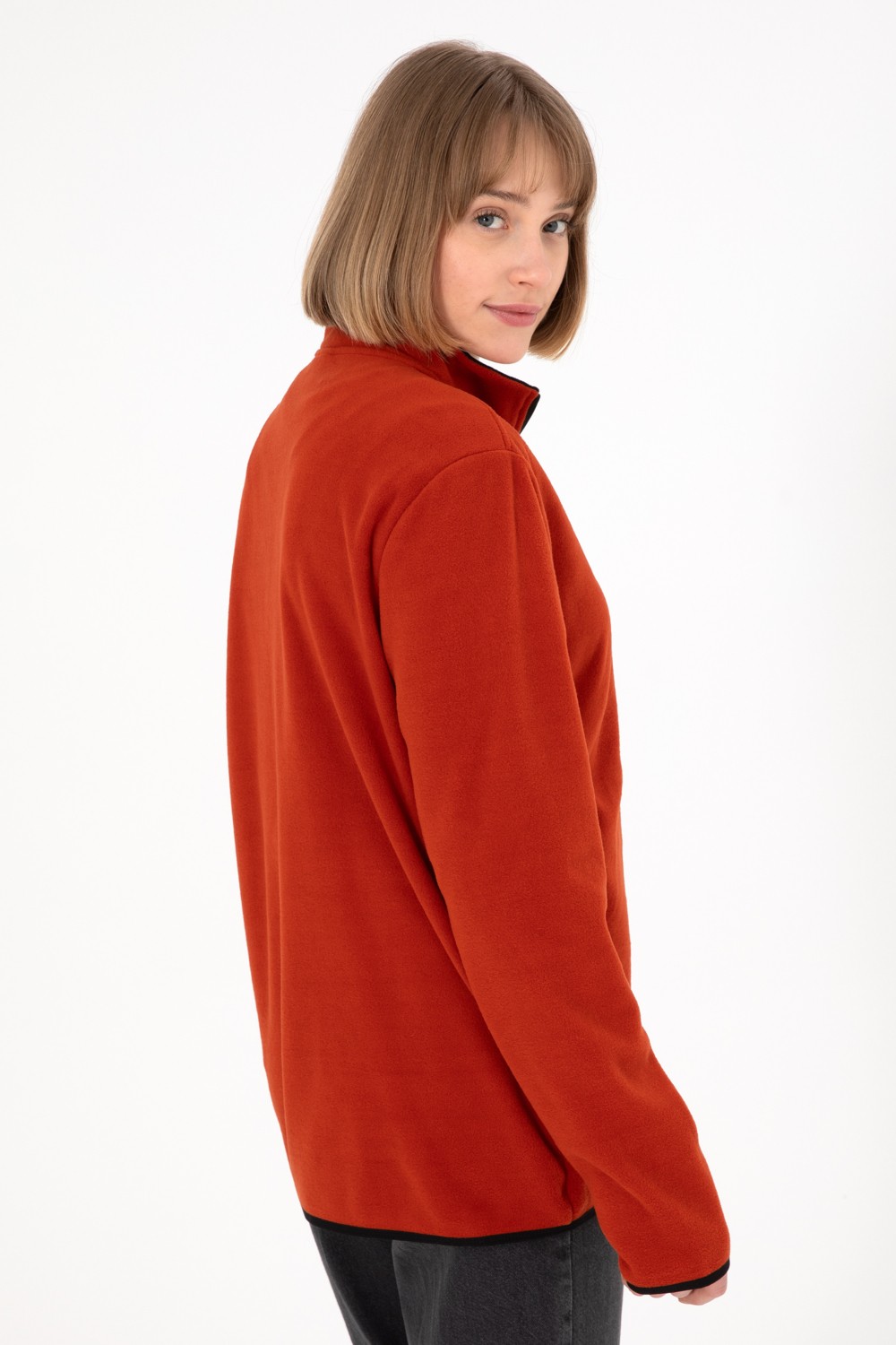 U.S. Polo Assn. Erkek Yarım Fermuarlı Haki Basic Polar Sweatshirt 50298085-VR027 görsel 4