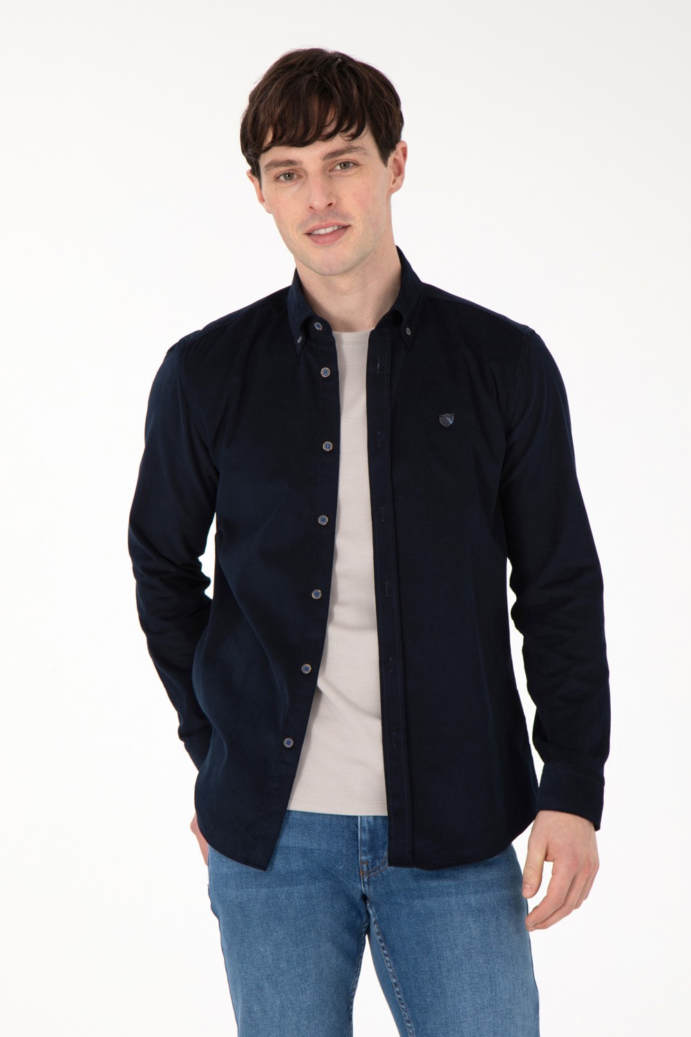 U.S. Polo Assn. Erkek Açık Haki Gömlek Desenli 50291395-VR183 görsel 8
