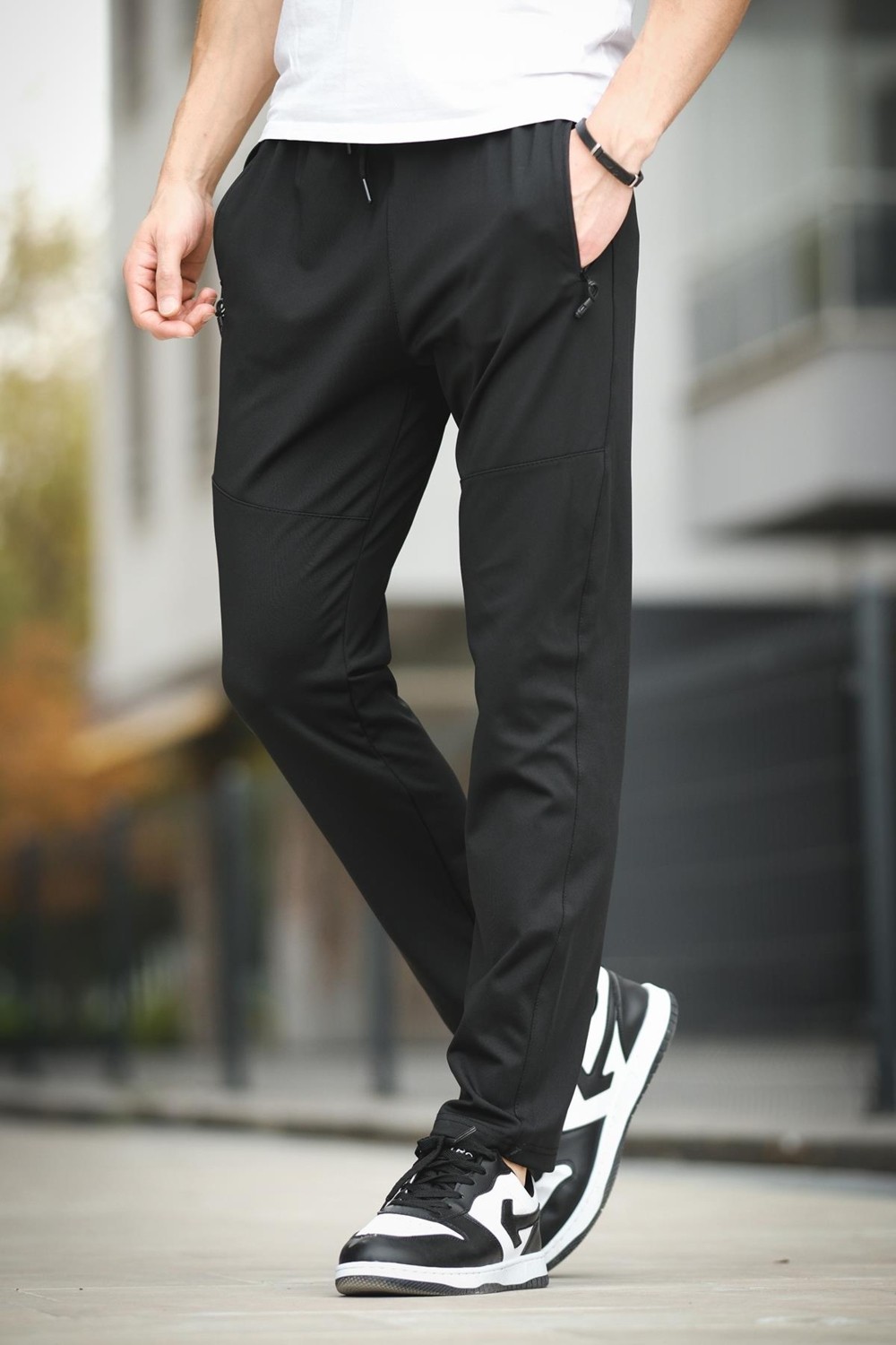Oksit Dalgıç Scuba Kumaş Slim Fit Dikiş Detaylı Düz Paça Eşofman Altı Erkek L Beden