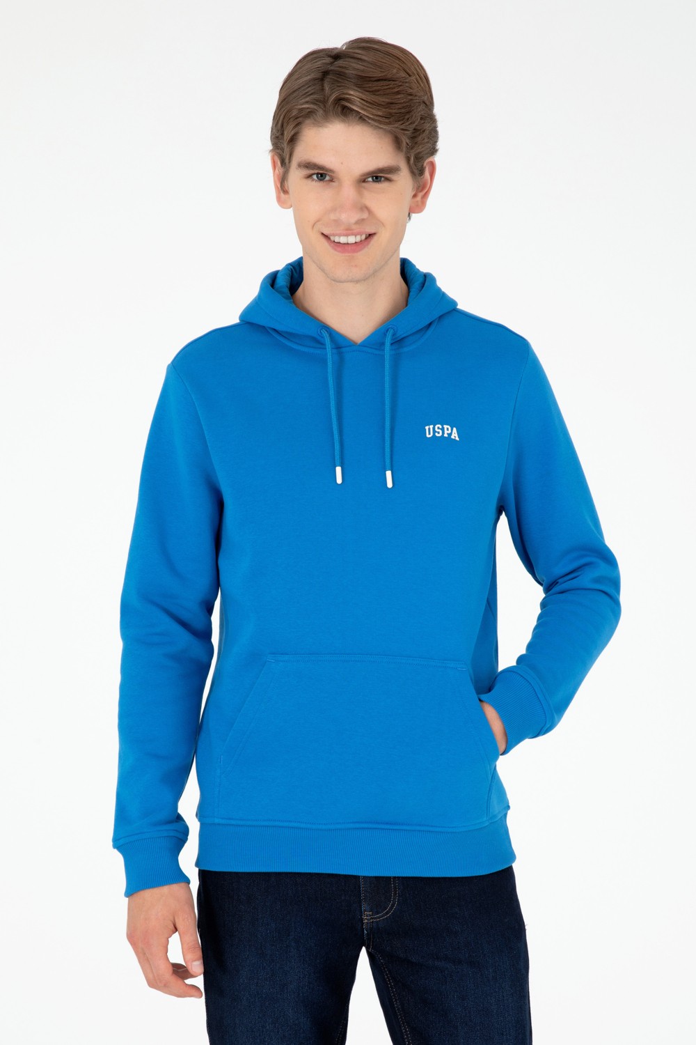U.S. Polo Assn. Erkek Kapüşonlu Fıstık Yeşili Basic Şardonlu Sweatshirt 50295176-VR087