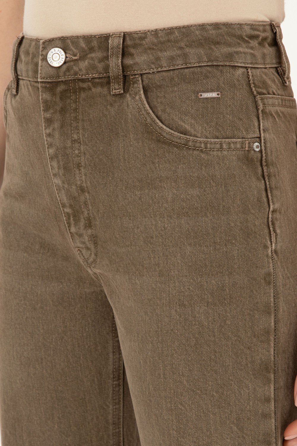 U.S. Polo Assn. Kadın Açık Kahverengi Loose Fit Jean Pantolon 50290891-VR002 görsel 5
