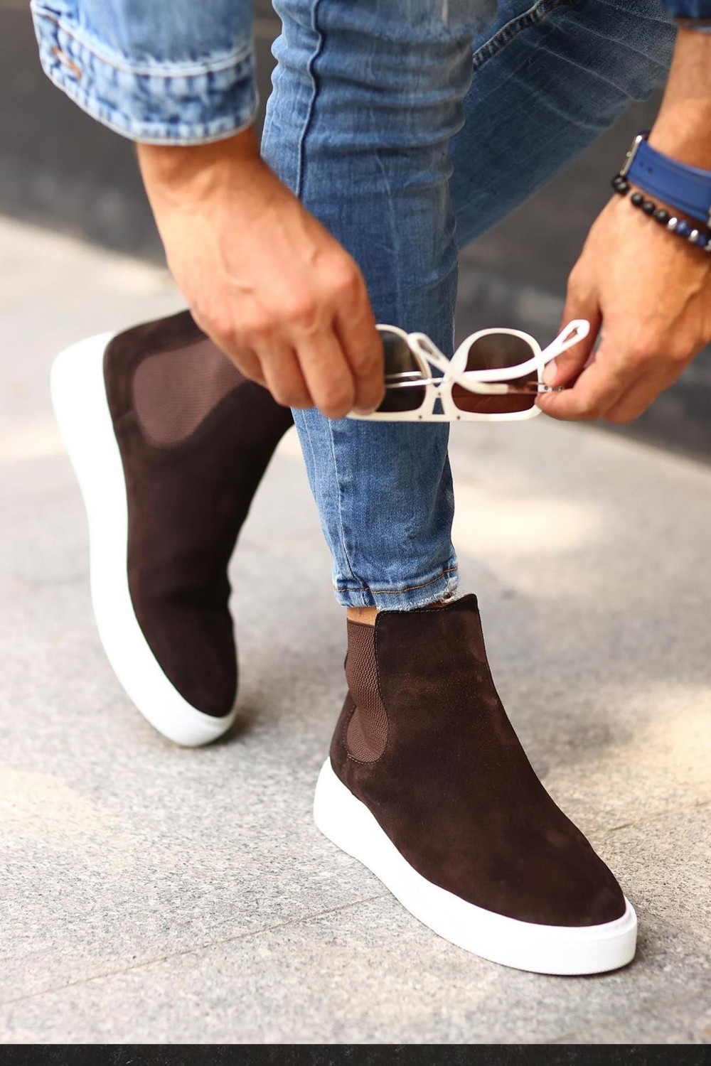Shoetyle - Siyah Hakiki Deri Erkek Chelsea Bot - Siyah Taban - 250-041
