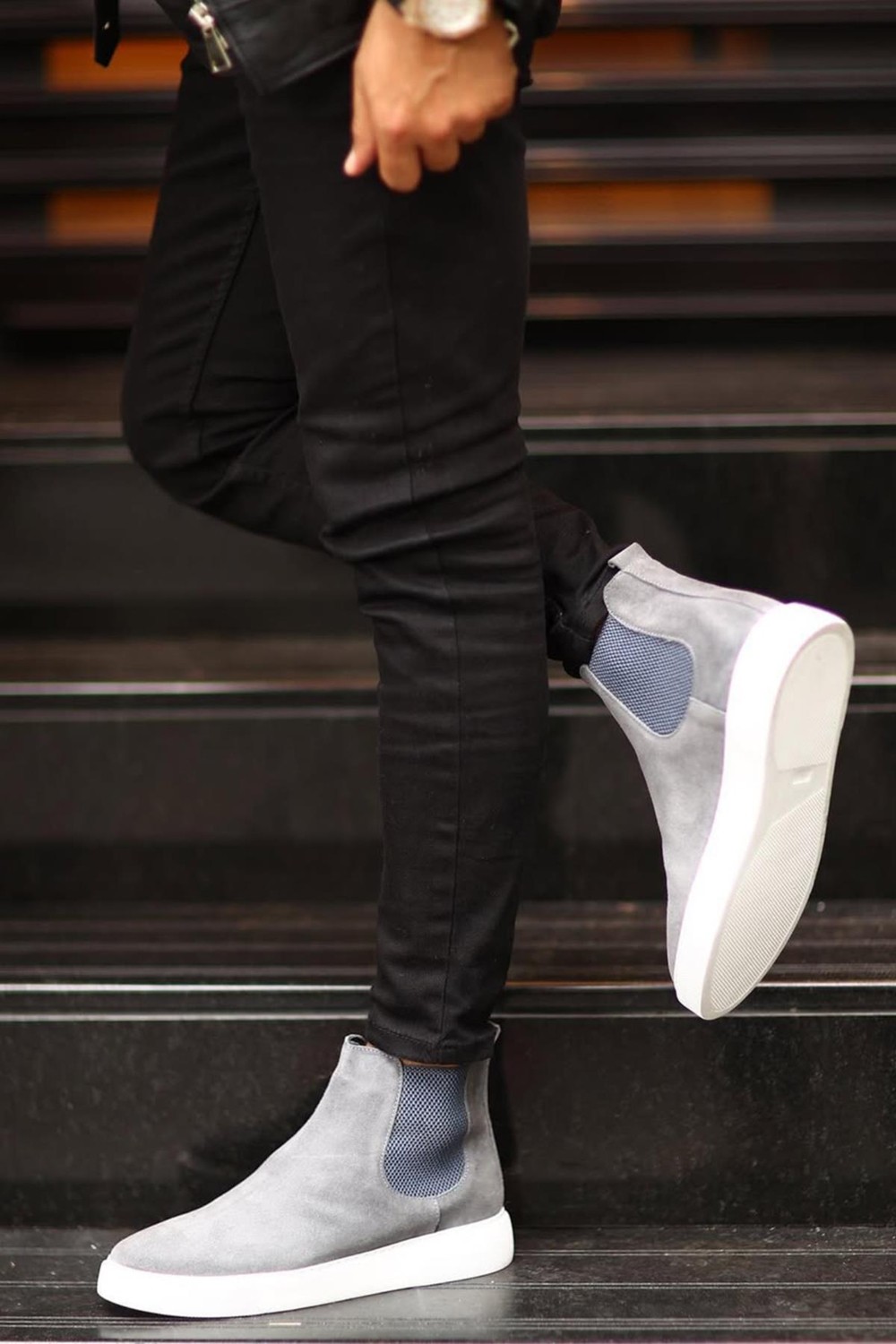 Shoetyle - Siyah Hakiki Deri Erkek Chelsea Bot - Siyah Taban - 250-041
