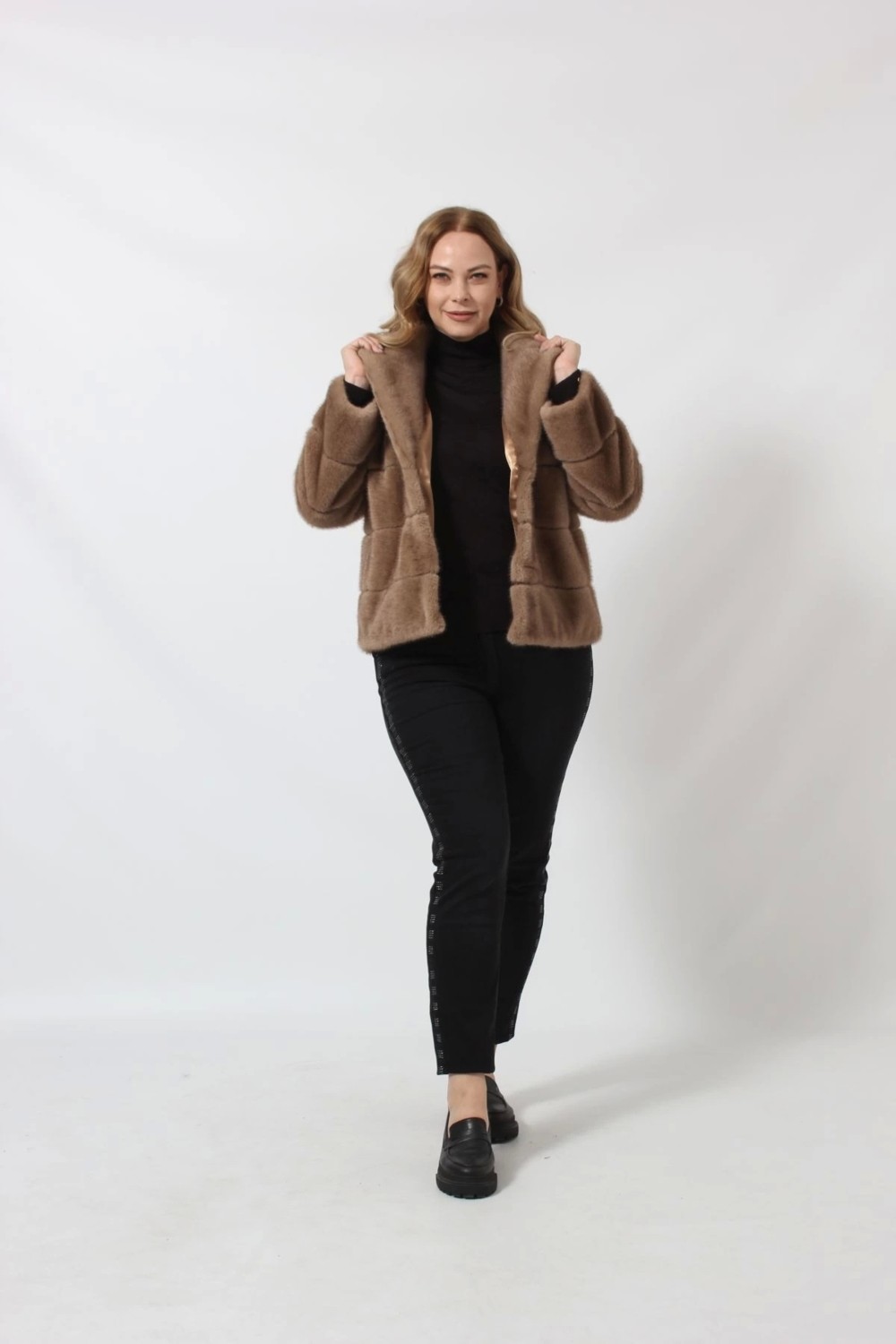 Moda Berray 3260 Vizon Suni Kürk Kısa Kaban