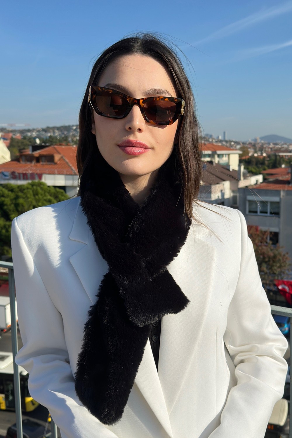 Mollycrush Kadın Kışlık Suni Kürk Kaşkol Peluş Lüks Moda Yumuşak Atkı