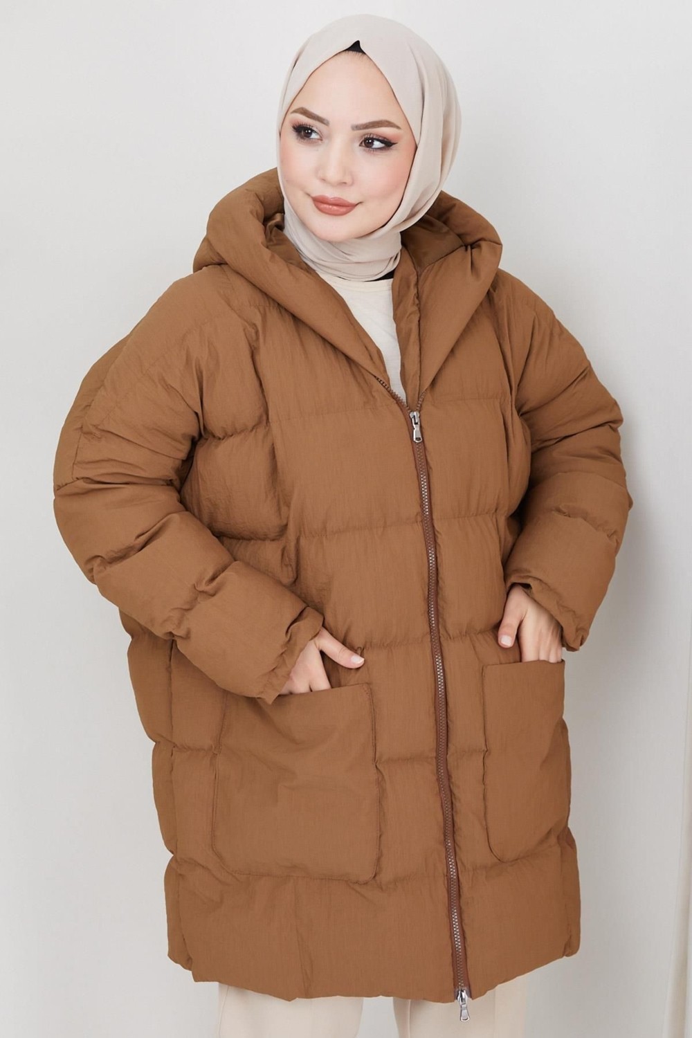Bgw Kadın Oversize Kalıp Standart Beden Kraşlı Dolgulu Mont