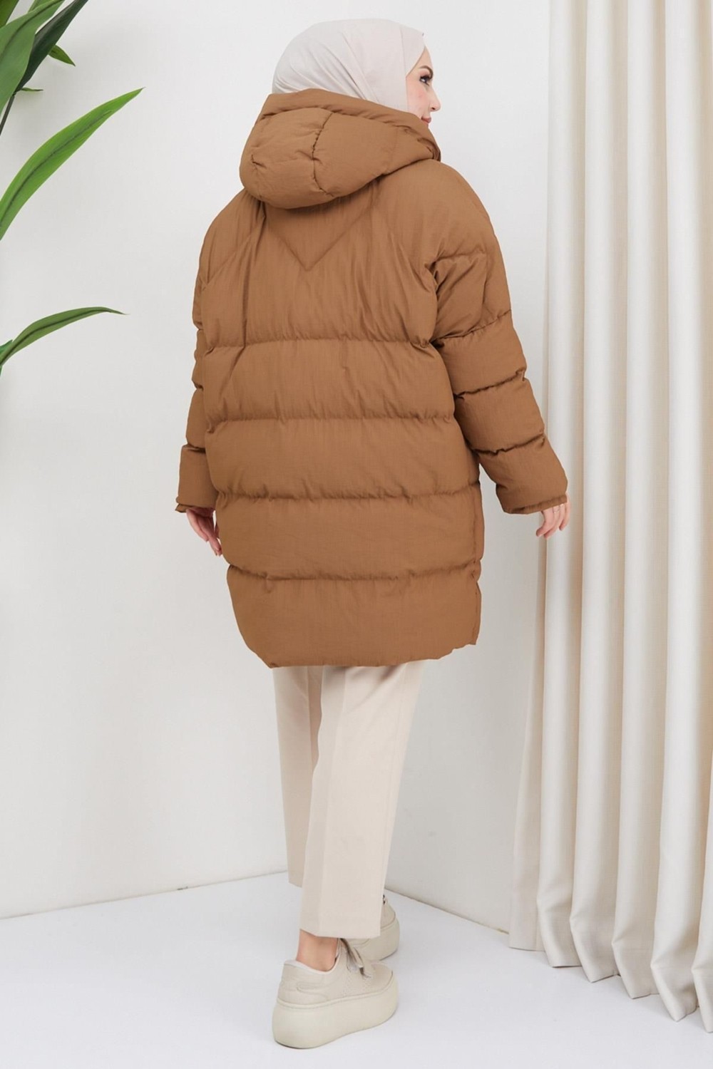 Bgw Kadın Oversize Kalıp Standart Beden Kraşlı Dolgulu Mont görsel 5