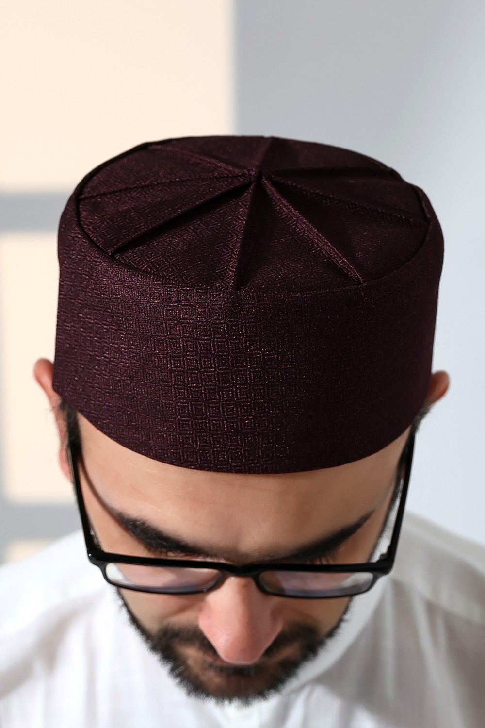 İhvan Online Kubbeli Kalıp Namaz Takkesi Mürdüm