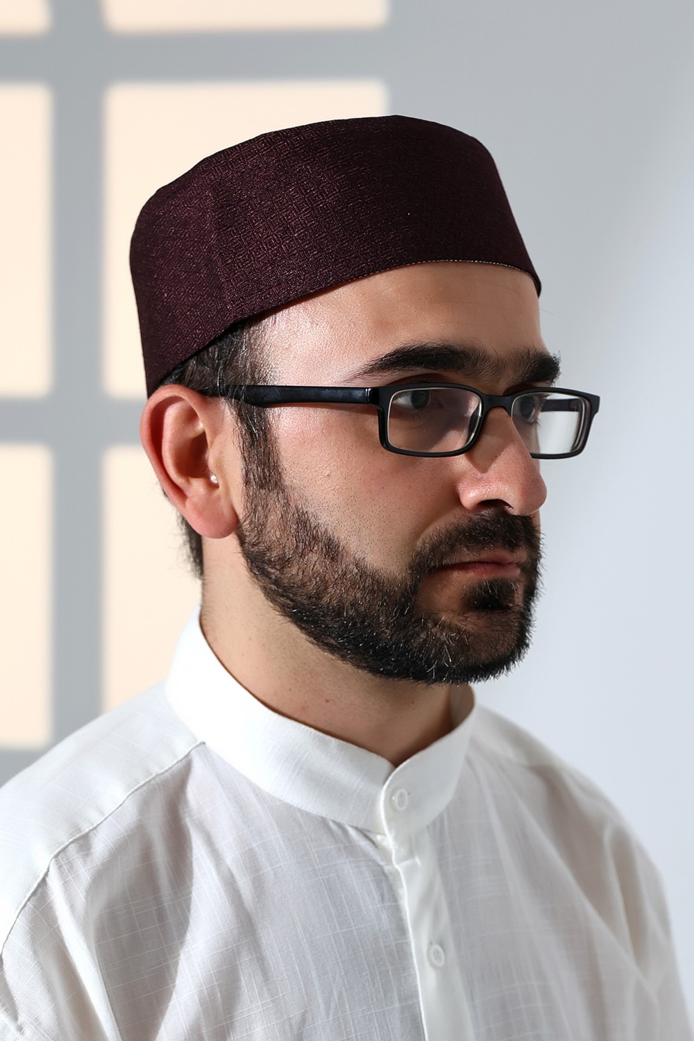 İhvan Online Kubbeli Kalıp Namaz Takkesi Mürdüm görsel 2