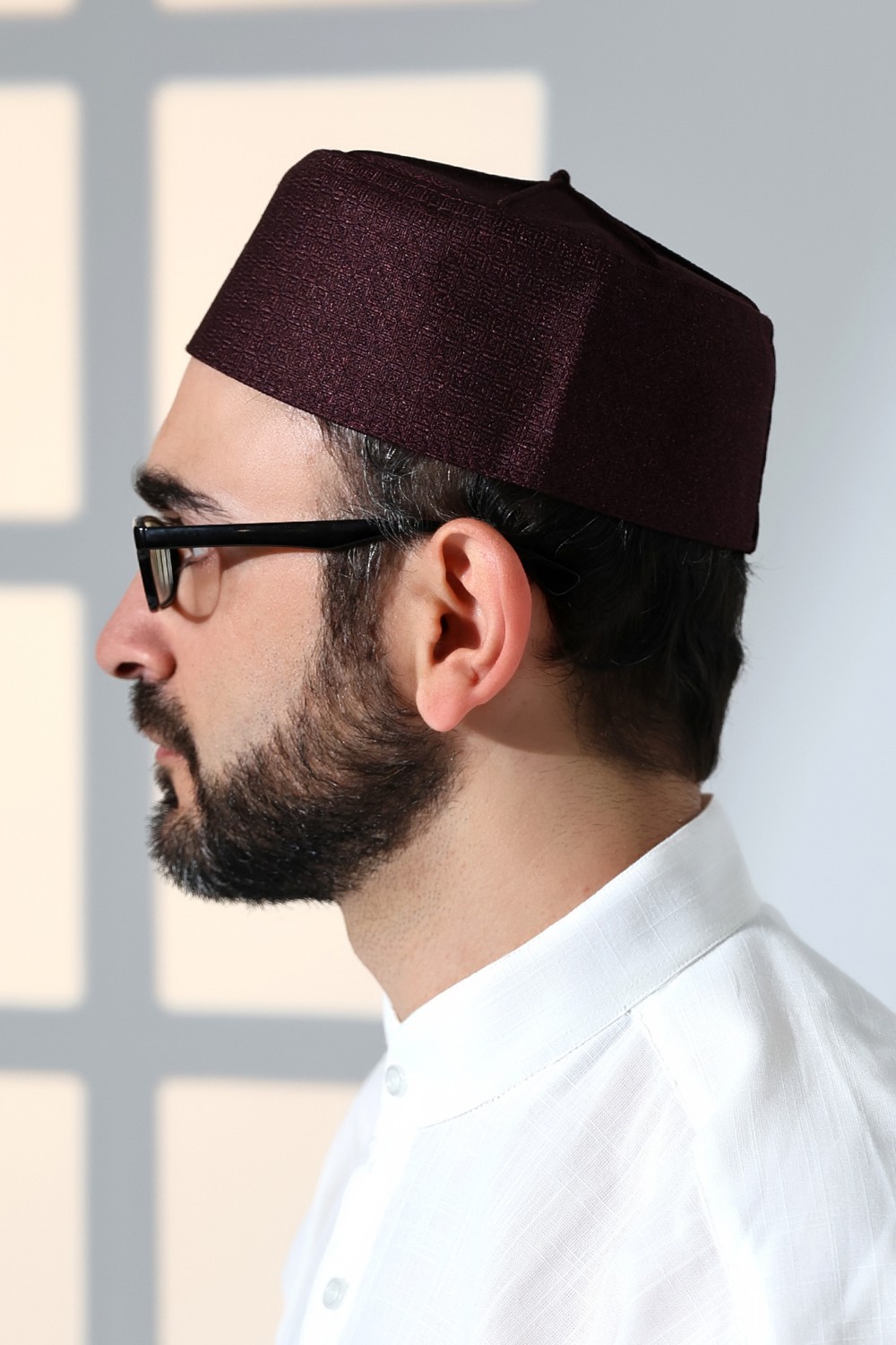 İhvan Online Kubbeli Kalıp Namaz Takkesi Mürdüm görsel 5