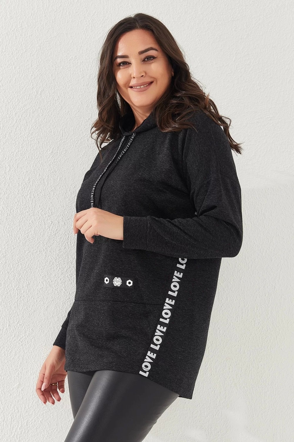Lady Majestic Kapüşonlu Büyük Beden Sweatshirt