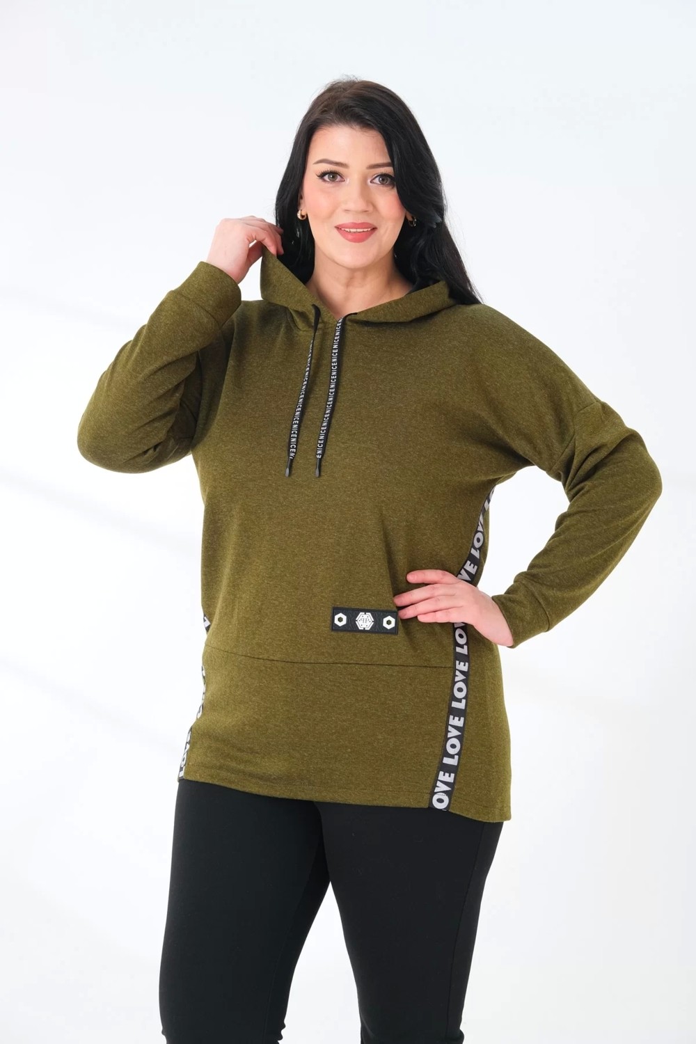 Lady Majestic Kapüşonlu Büyük Beden Sweatshirt