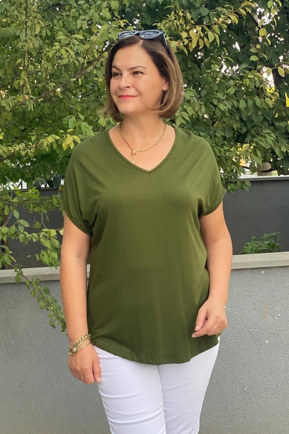 Mia Butik Büyük Beden Yeşil Minnoş Bluz