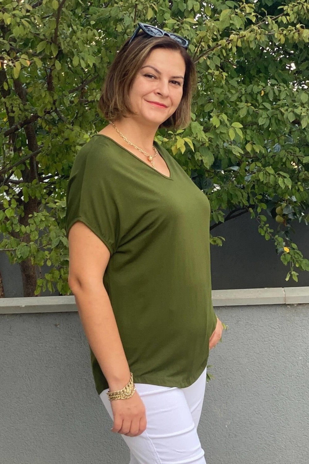 Mia Butik Büyük Beden Yeşil Minnoş Bluz görsel 3