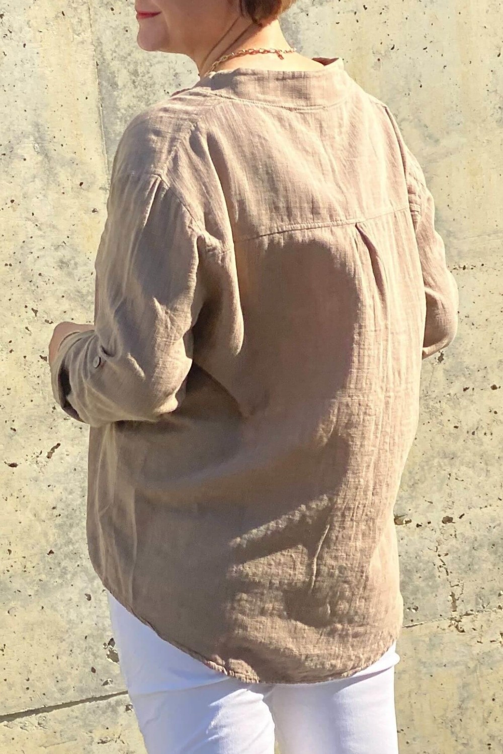 Mia Butik Kadın Siyah Keten Hakim Yaka Bluz görsel 4