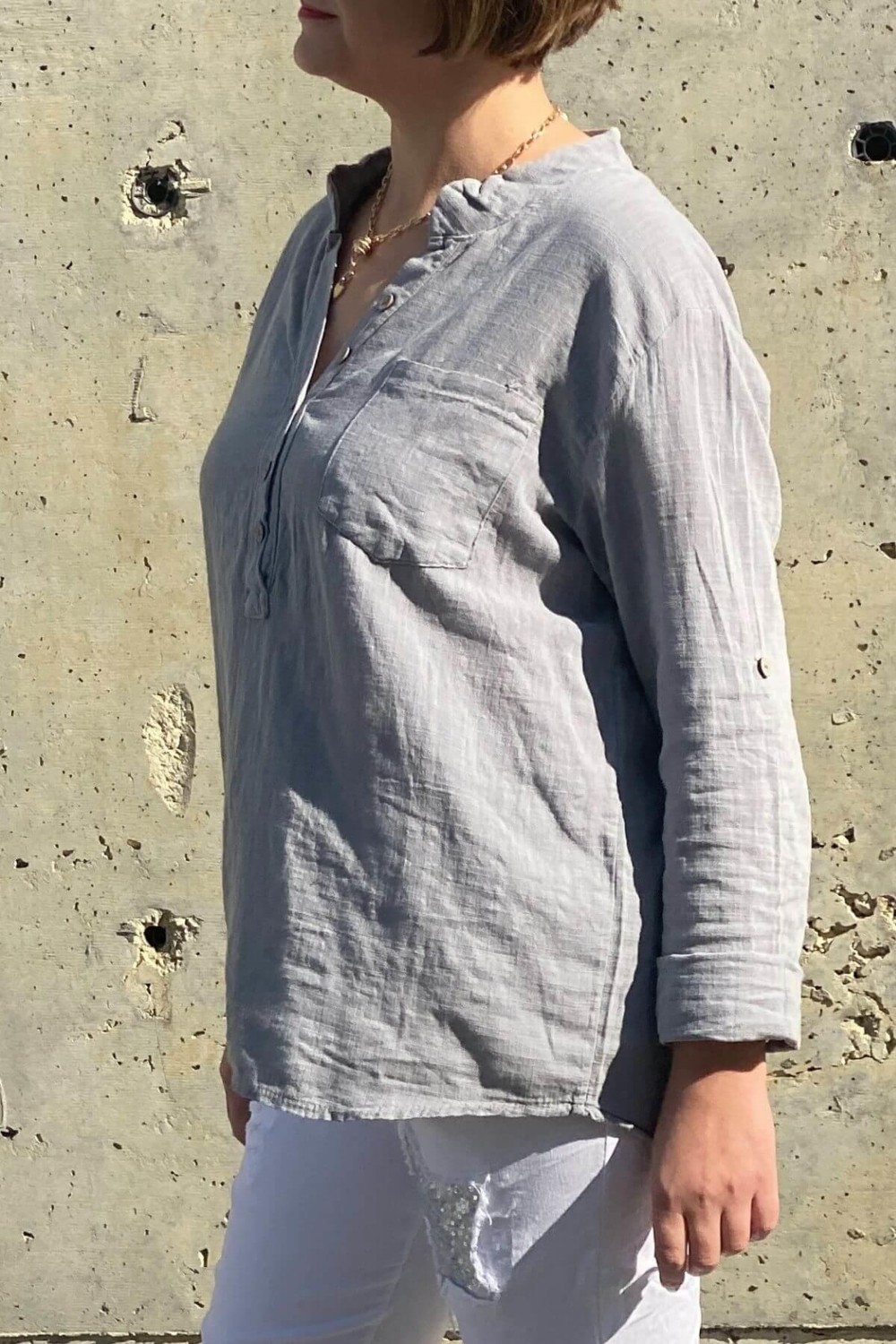 Mia Butik Kadın Siyah Keten Hakim Yaka Bluz görsel 8