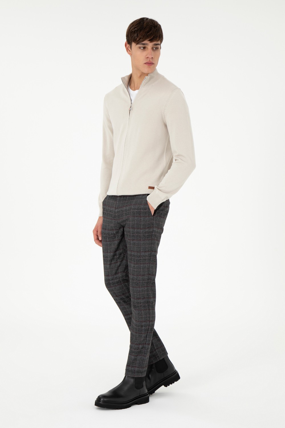 U.S. Polo Assn. Erkek Slim Fit Antrasit Kanvas Pantolon 50296159-VR006 görsel 3