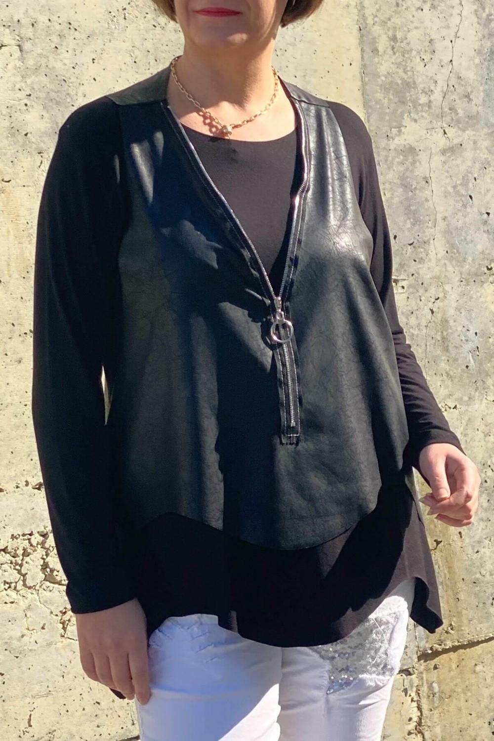 Mia Butik Kadın Siyah Yelekli Ikili Takım Bluz