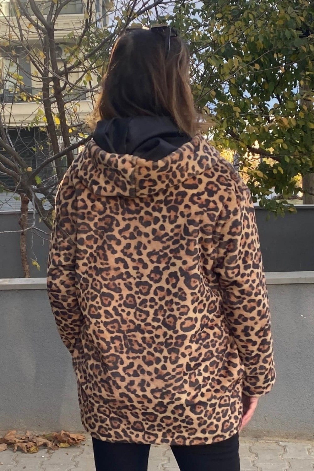 Mia Butik Büyük Beden Camel Leopar Deseli Ceket görsel 4