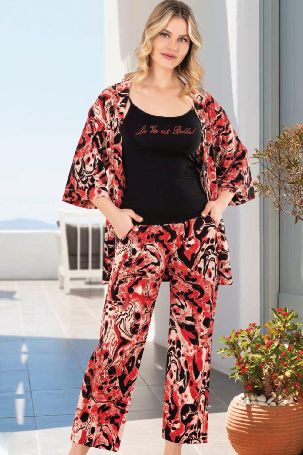 Dowry KADIN YAZLIK MODAL DESENLİ ÜÇLÜ TAKIM DOWRY 15-18 görsel 6