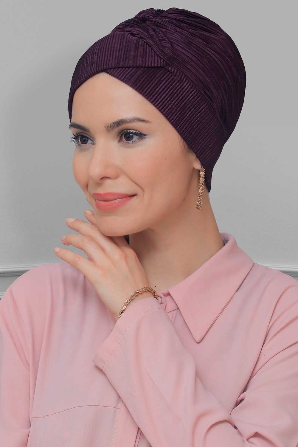 Hürrem Bone Krem Pratik Hazır Geçmeli Tesettür Bone Fukuro Piliseli Çapraz Büzgülü 1822_40