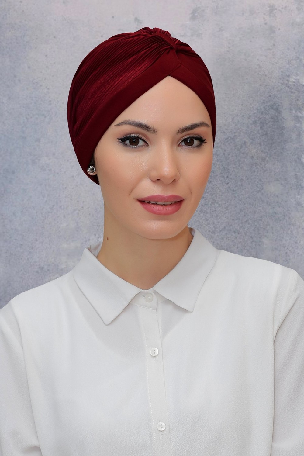Hürrem Bone Şarabi Pratik Hazır Geçmeli Tesettür Bone Fukuro Sandy Kumaş Büzgülü 1831_08 görsel 6