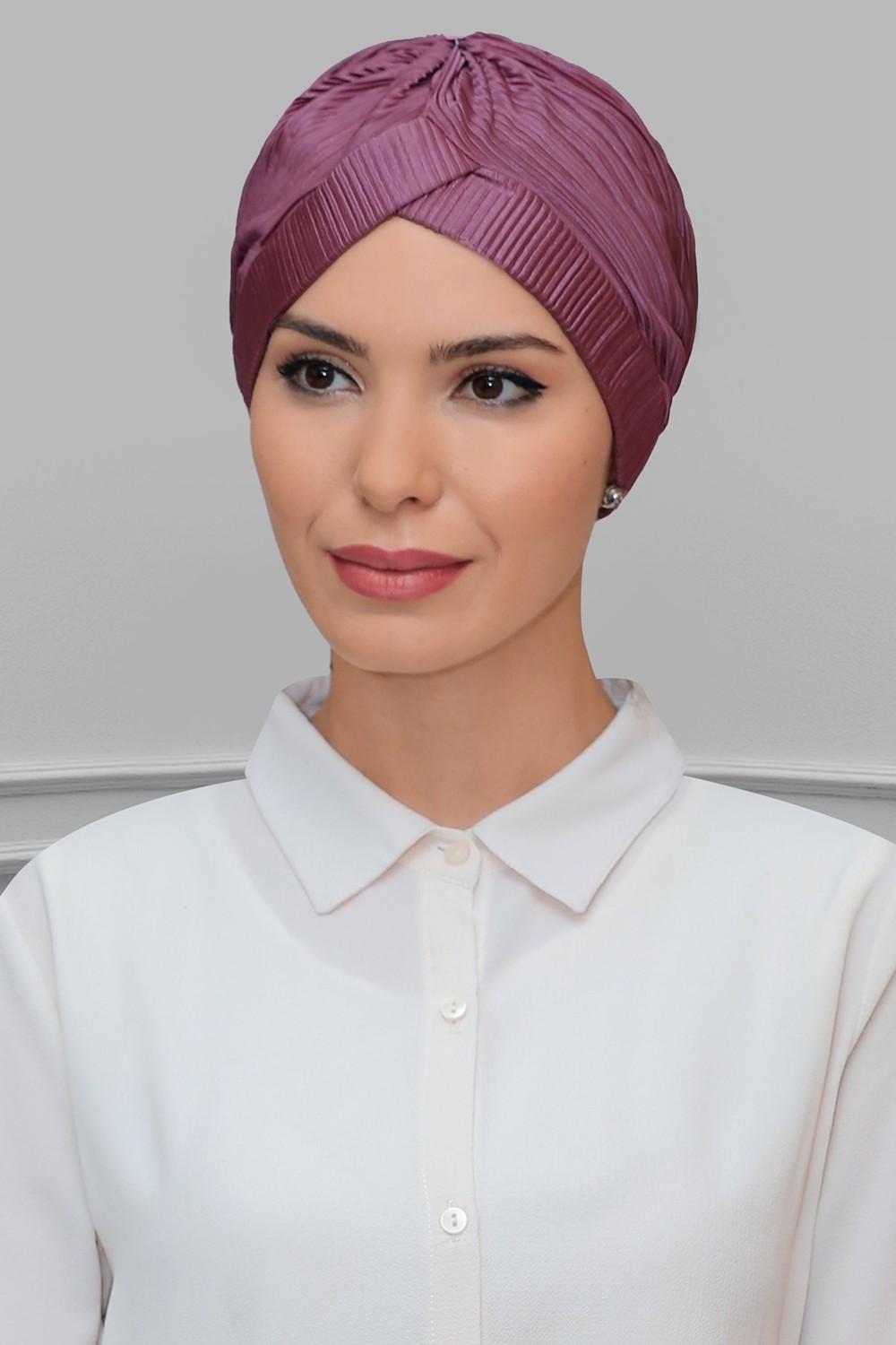 Hürrem Bone Mürdüm Pratik Hazır Geçmeli Tesettür Bone Fukuro Piliseli Tek Çapraz Büzgülü 1824_07 görsel 8