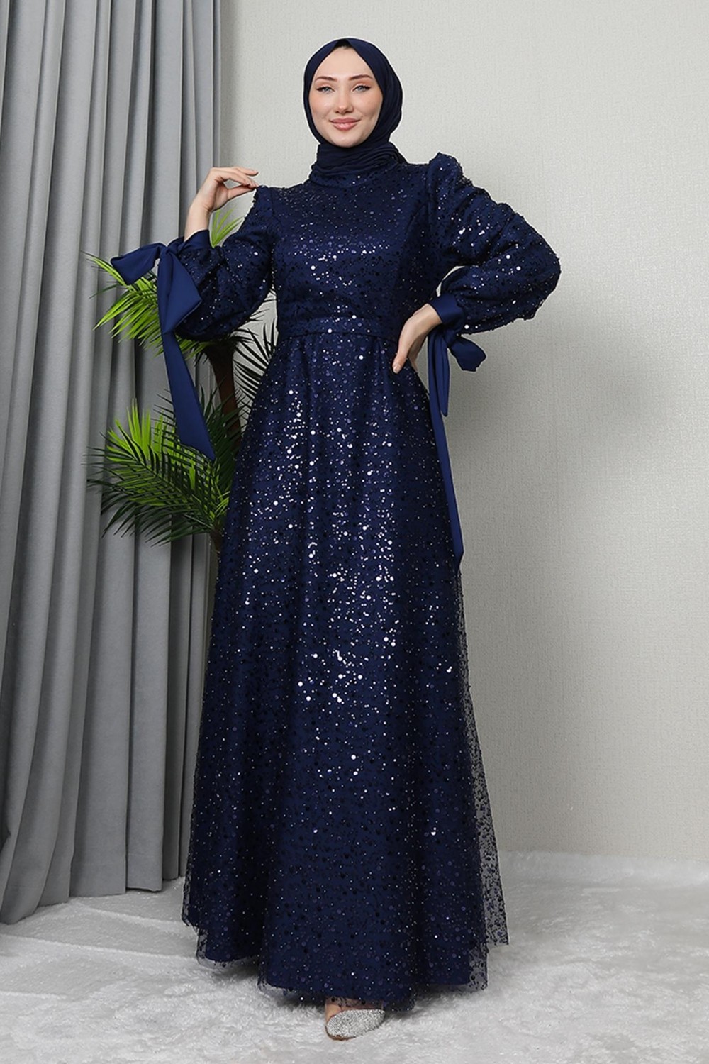 Giza Store Betül Tesettür Abiye Bordo görsel 7